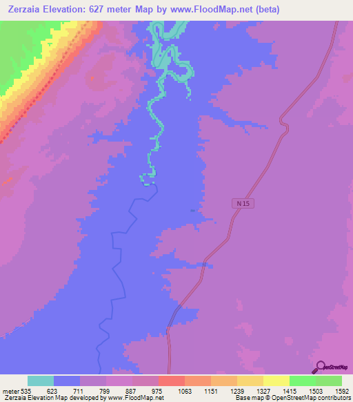 Zerzaia,Morocco Elevation Map