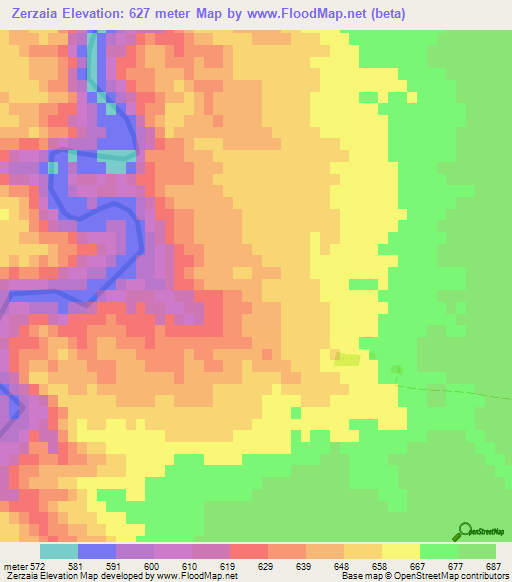 Zerzaia,Morocco Elevation Map