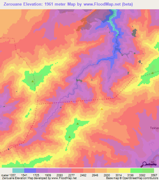 Zerouane,Morocco Elevation Map