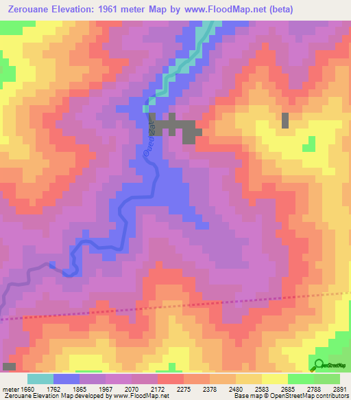 Zerouane,Morocco Elevation Map