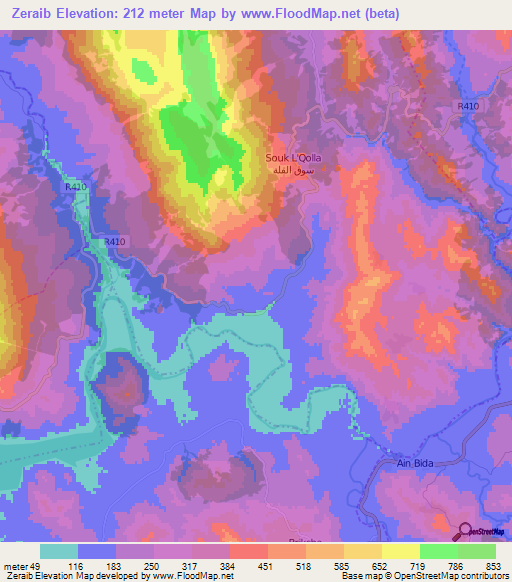 Zeraib,Morocco Elevation Map