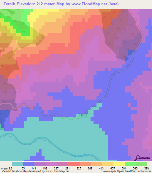 Zeraib,Morocco Elevation Map