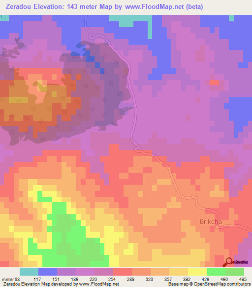 Zeradou,Morocco Elevation Map