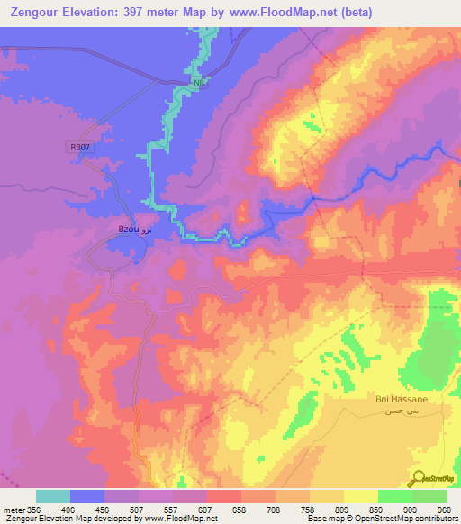 Zengour,Morocco Elevation Map