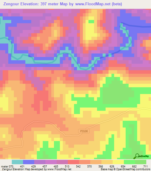 Zengour,Morocco Elevation Map