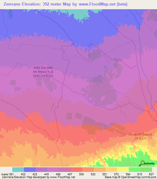 Zemrane,Morocco Elevation Map