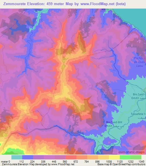 Zemmourete,Morocco Elevation Map