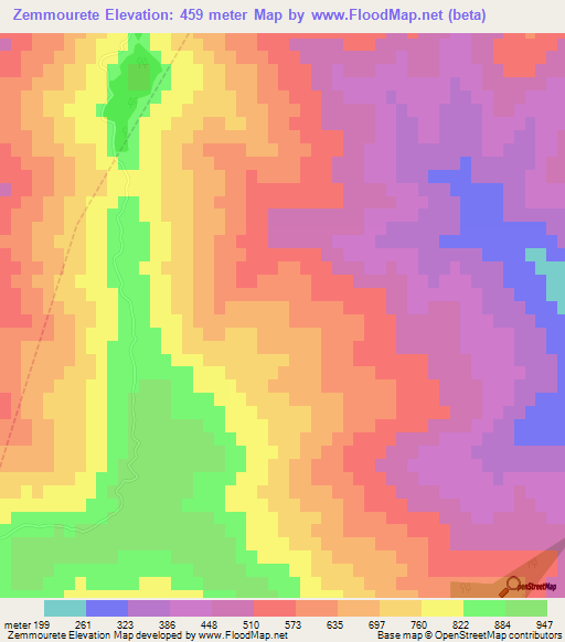 Zemmourete,Morocco Elevation Map