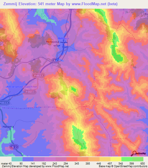 Zemmij,Morocco Elevation Map