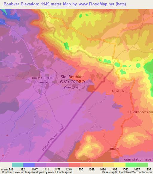 Boubker,Morocco Elevation Map