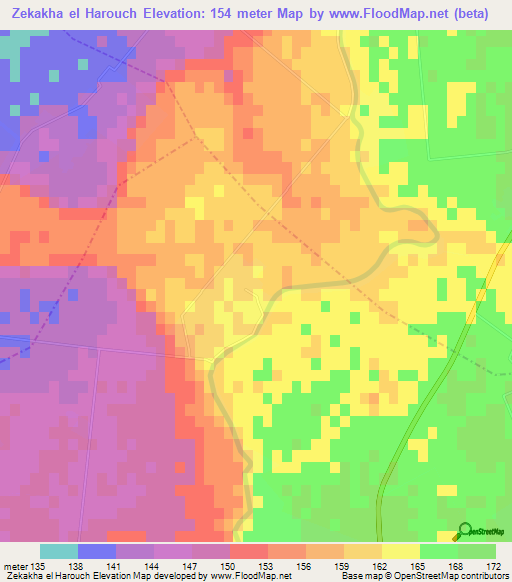 Zekakha el Harouch,Morocco Elevation Map