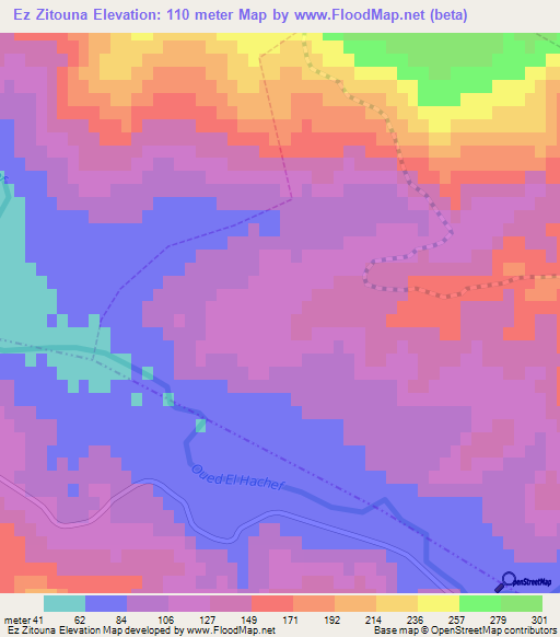 Ez Zitouna,Morocco Elevation Map