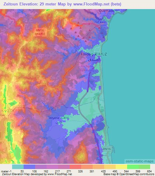 Zeitoun,Morocco Elevation Map