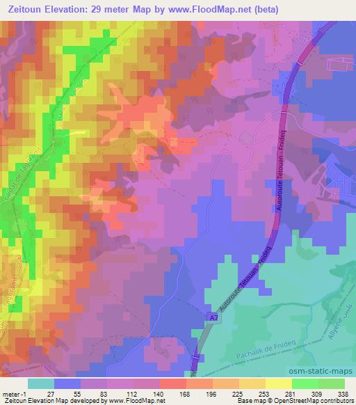 Zeitoun,Morocco Elevation Map