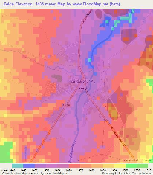 Zeida,Morocco Elevation Map