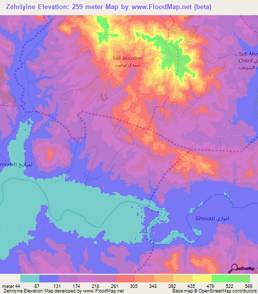 Zehriyine,Morocco Elevation Map