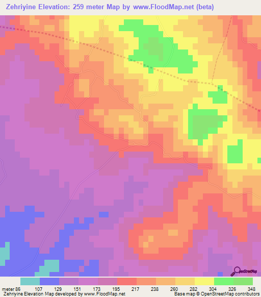 Zehriyine,Morocco Elevation Map