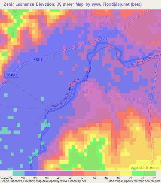 Zehir Laananza,Morocco Elevation Map