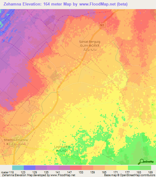 Zehamna,Morocco Elevation Map