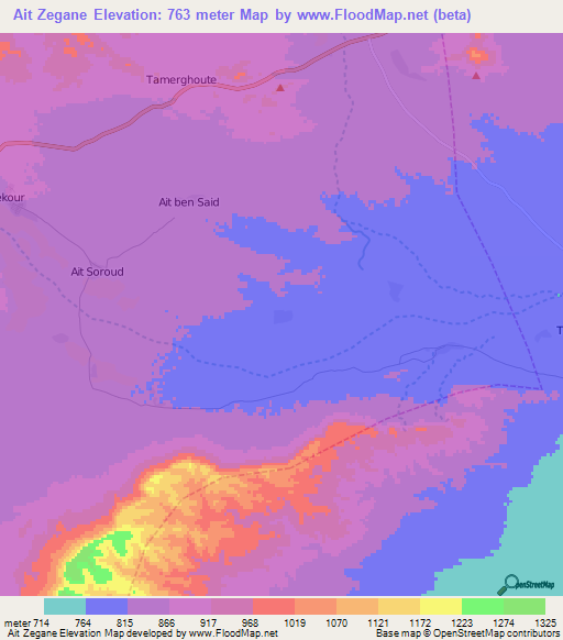 Ait Zegane,Morocco Elevation Map