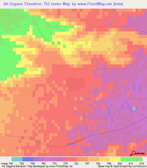 Ait Zegane,Morocco Elevation Map