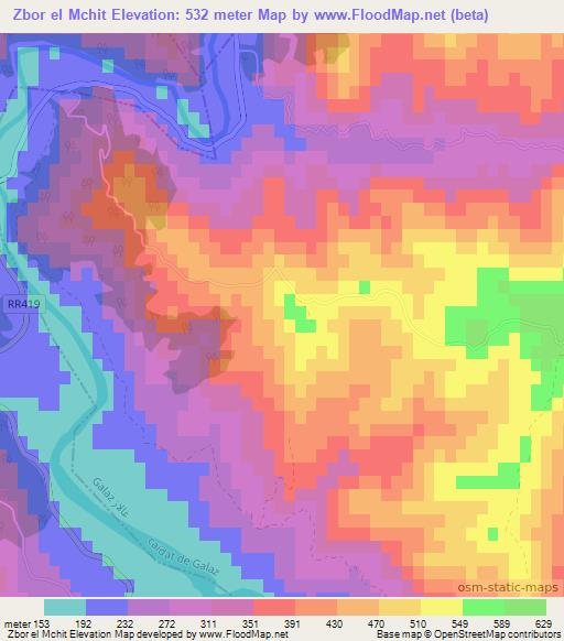 Zbor el Mchit,Morocco Elevation Map