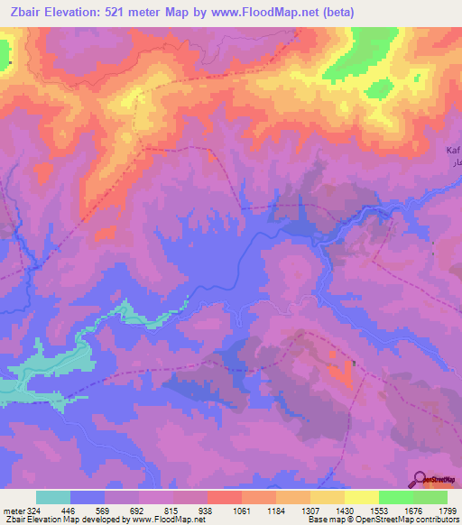 Zbair,Morocco Elevation Map