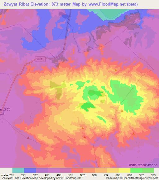 Zawyat Ribat,Morocco Elevation Map