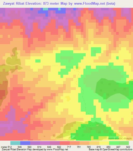 Zawyat Ribat,Morocco Elevation Map