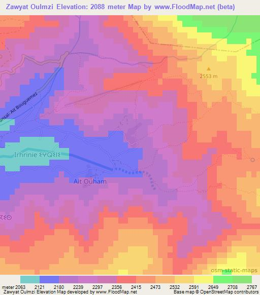 Zawyat Oulmzi,Morocco Elevation Map