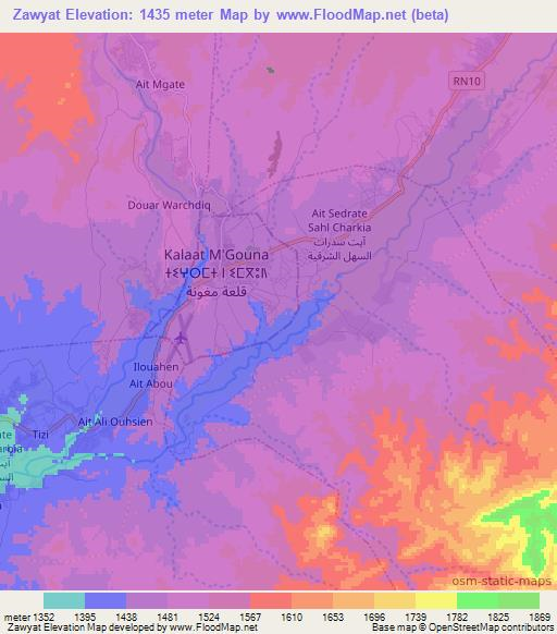 Zawyat,Morocco Elevation Map