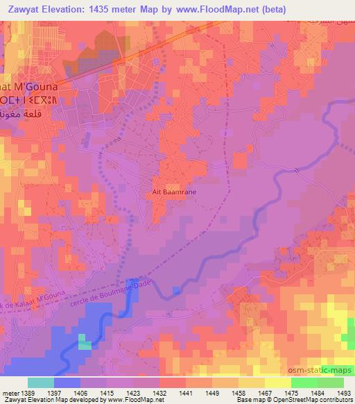 Zawyat,Morocco Elevation Map