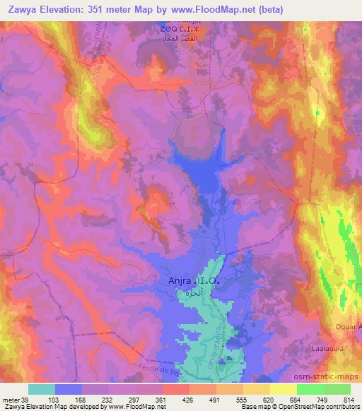 Zawya,Morocco Elevation Map