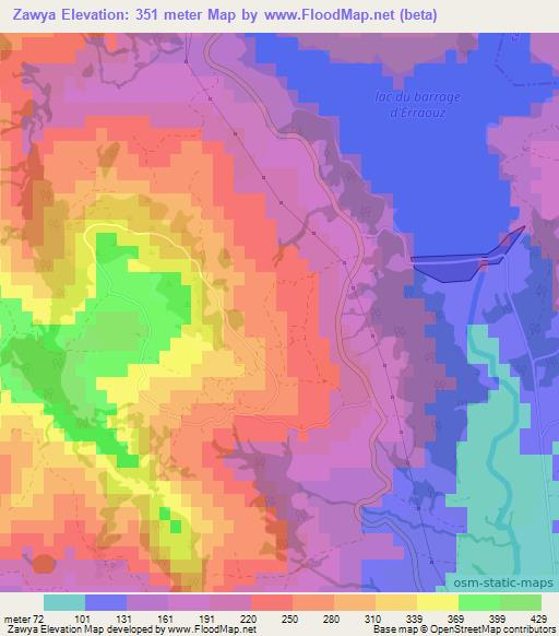 Zawya,Morocco Elevation Map