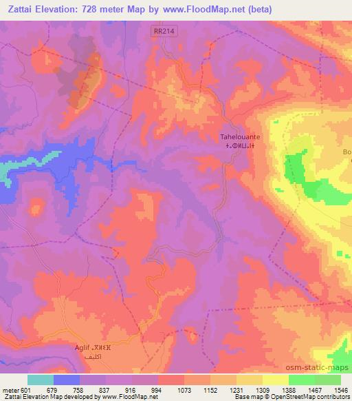 Zattai,Morocco Elevation Map