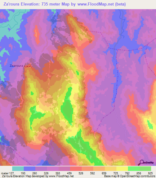 Za'roura,Morocco Elevation Map