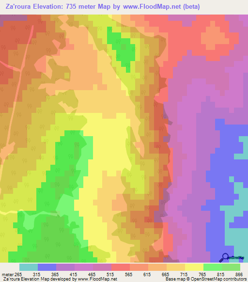 Za'roura,Morocco Elevation Map