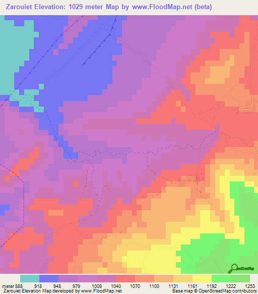 Zarouiet,Morocco Elevation Map