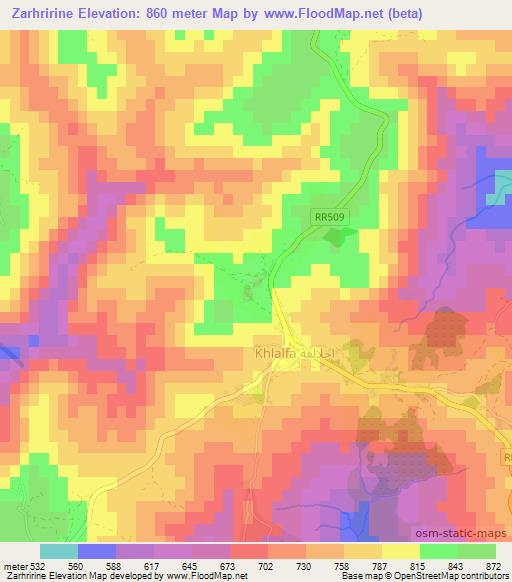 Zarhririne,Morocco Elevation Map