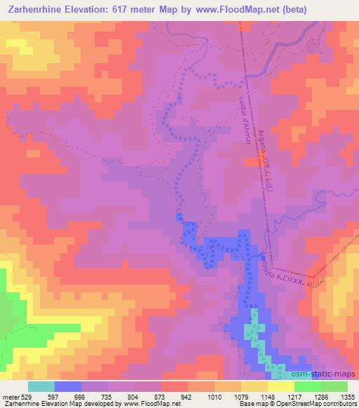 Zarhenrhine,Morocco Elevation Map