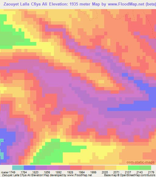 Zaouyet Lalla Cfiya Ali,Morocco Elevation Map