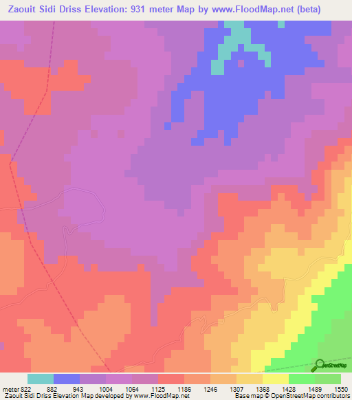 Zaouit Sidi Driss,Morocco Elevation Map