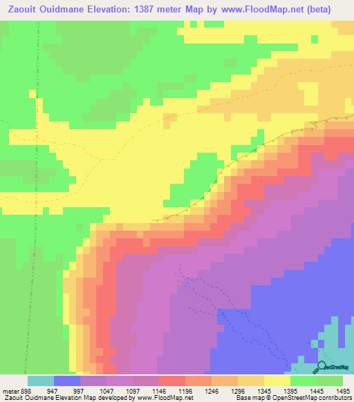 Zaouit Ouidmane,Morocco Elevation Map