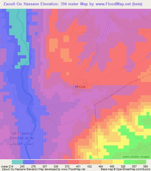 Zaouit Ou Hassane,Morocco Elevation Map