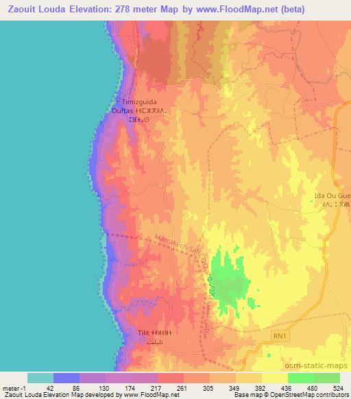 Zaouit Louda,Morocco Elevation Map