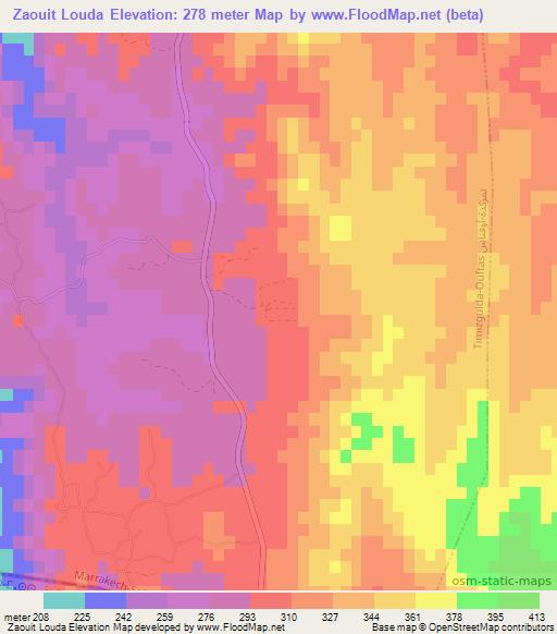 Zaouit Louda,Morocco Elevation Map