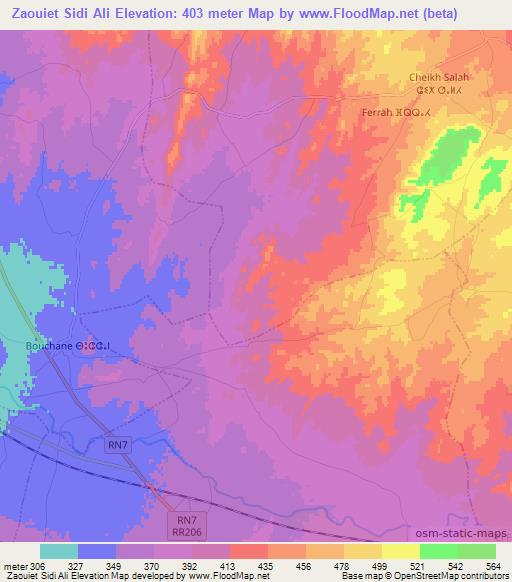 Zaouiet Sidi Ali,Morocco Elevation Map