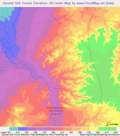 Zaouiet Sidi Tounsi,Morocco Elevation Map