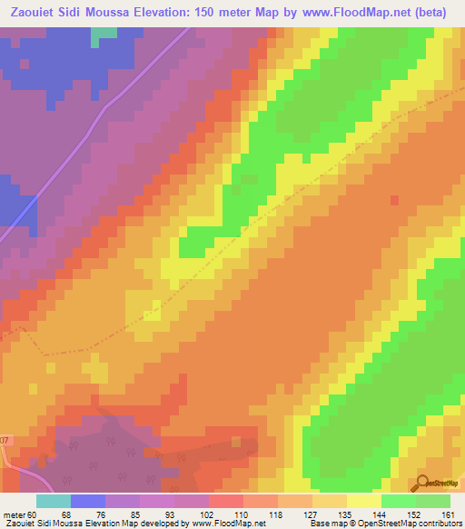 Zaouiet Sidi Moussa,Morocco Elevation Map