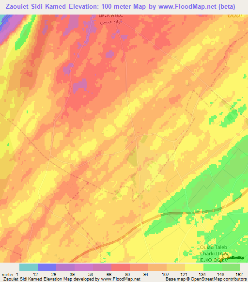 Zaouiet Sidi Kamed,Morocco Elevation Map